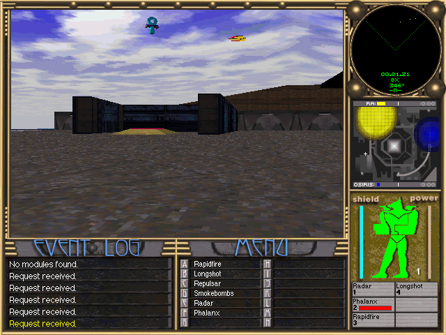 SCARAB (Windows) screenshot: The Ankh will drop on your if you stand beneath it, either granting you new shields (if you lost them in battle) or destroying you instantly.