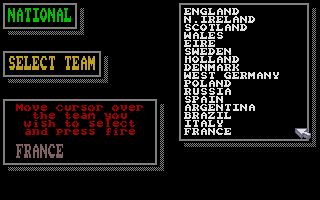 Footballer of the Year 2 (Atari ST) screenshot: The nations you can represent