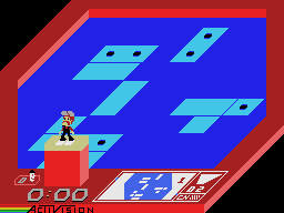 Rock n' Bolt (ColecoVision) screenshot: Your character exits the screen on a lift