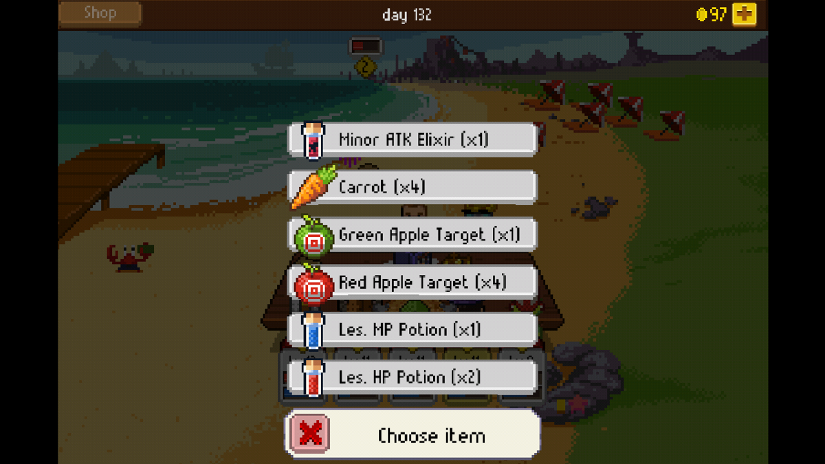Knights of Pen & Paper + 1 Edition (Android) screenshot: Using potions and consumables is done with a dedicated menu