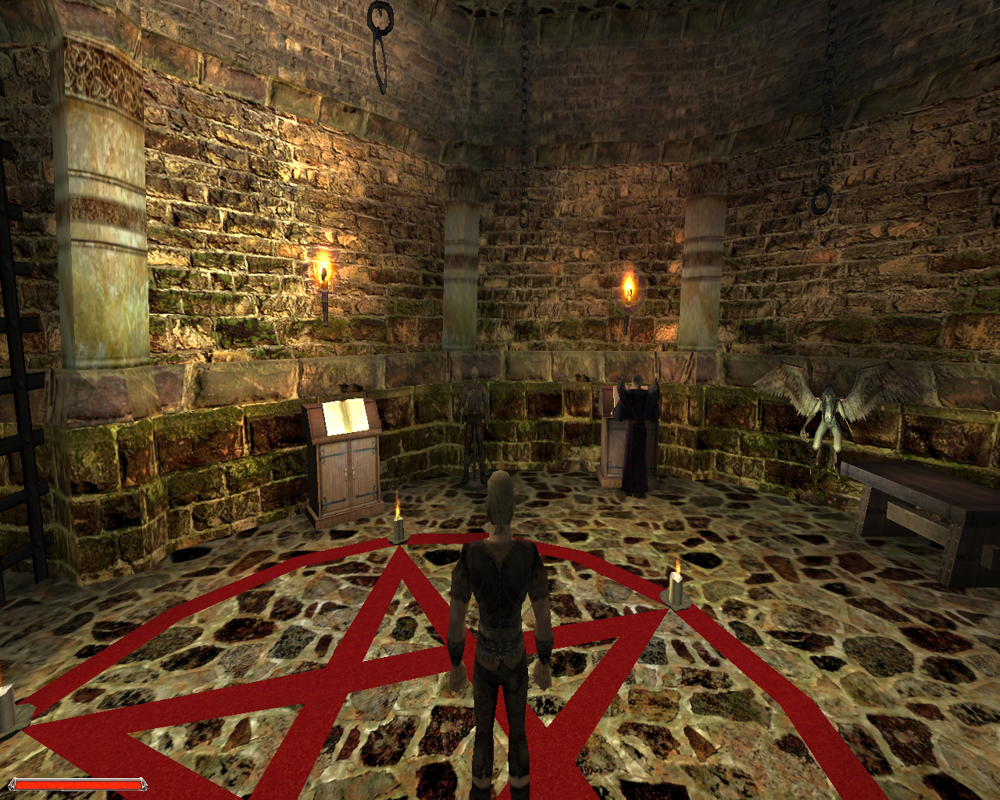 Gothic II (Windows) screenshot: The game begins in Xardas' tower you should remember well from the previous installment. I don't like the whole black magic-alchemical vibe here
