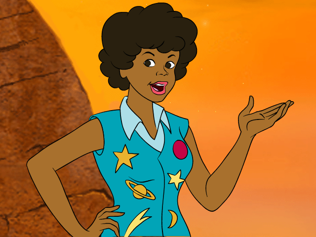 Scooby-Doo!: Jinx at the Sphinx (Windows) screenshot: Finding one of the suspects - Starry Skies, a ufologist.
