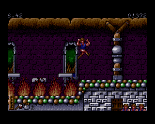 Ghost Battle (Amiga) screenshot: If these platforms wouldn't make cry like a baby, you are a better gamer than I am.