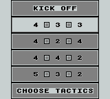Super Kick Off (Game Boy) screenshot: Tactics