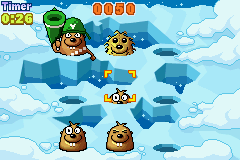 Whac-A-Mole (Game Boy Advance) screenshot: Watch out for the bazoooka mole!