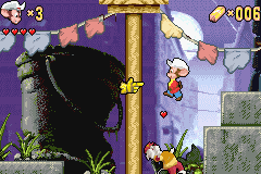 An American Tail: Fievel's Gold Rush (Game Boy Advance) screenshot: You can also defeat the enemies by jumping at them, in true Mario fashion.