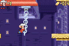 An American Tail: Fievel's Gold Rush (Game Boy Advance) screenshot: Trying to reach the platform with this chain.