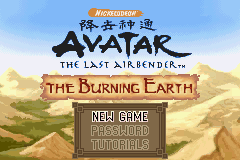 Avatar: The Last Airbender - The Burning Earth (Game Boy Advance) screenshot: Dud! Duh! Duh! - Title Screen