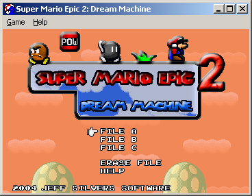 Super Mario Epic 2: Dream Machine (Windows) screenshot: Start menu