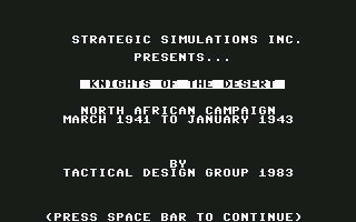Knights of the Desert (Commodore 64) screenshot: Title screen