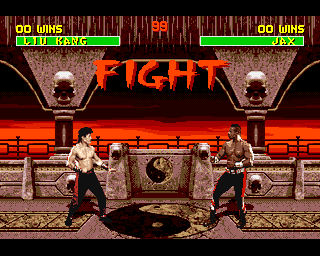 Mortal Kombat II (Amiga) screenshot: Liu Kang versus Jax