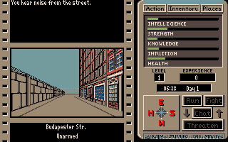 The Third Courier (Amiga) screenshot: Walking around the city