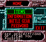Blade (Game Boy Color) screenshot: Inventory menu at the shop