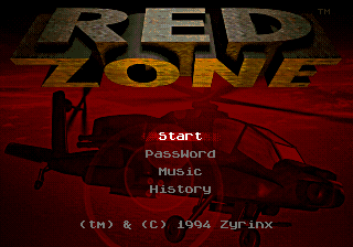 Red Zone (Genesis) screenshot: Main title screen