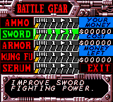 Blade (Game Boy Color) screenshot: Here are Blade's weapons