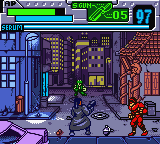 Blade (Game Boy Color) screenshot: Level 1 is a fixed shooter. Watch out for enemies coming from the sides.
