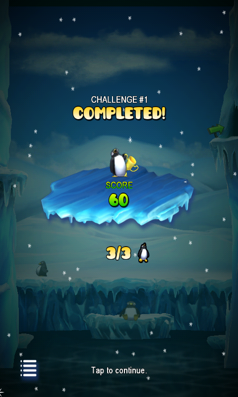 Penguin Palooza (Android) screenshot: Challenge completed