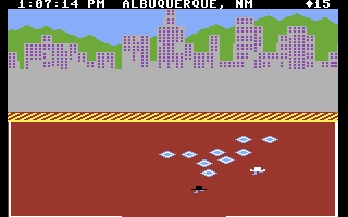 Agent USA (Commodore 64) screenshot: Grow some crystals while waiting for a train...