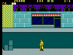 Dick Tracy (SEGA Master System) screenshot: Dick, once again on the mean streets