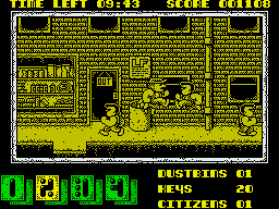 Joe Blade II (ZX Spectrum) screenshot: Hit the bin as well