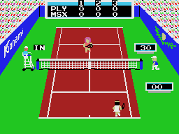 Konami's Tennis (MSX) screenshot: The ball is in