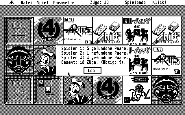 Memory.Prg (Atari ST) screenshot: With the final result of this three player game