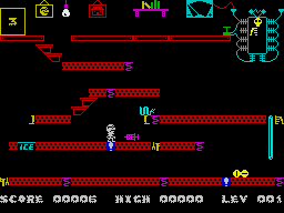 Frank N Stein (ZX Spectrum) screenshot: Frozen, as the baddy approaches...