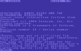 Seastalker (Commodore 64) screenshot: Title screen