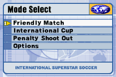 International Superstar Soccer (Game Boy Advance) screenshot: Main menu