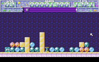 Pick 'n Pile (Apple IIgs) screenshot: Use the mouse pointer to choose a ball to move