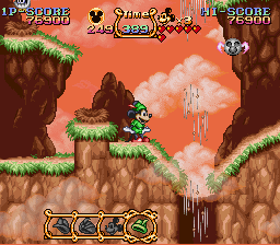 The Magical Quest Starring Mickey Mouse (SNES) screenshot: Watch out for the winds.