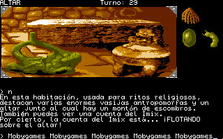 Los Templos Sagrados (Amiga) screenshot: Something is floating above the altar.