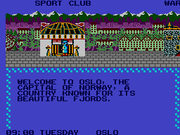 Where in the World is Carmen Sandiego? (SEGA Master System) screenshot: Welcome to Oslo