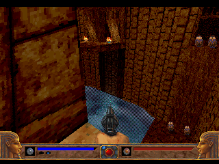 Powerslave (SEGA Saturn) screenshot: Ooooh! The game features some pretty interesting water effects.