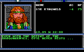Champions of Krynn (Amiga) screenshot: Rolling demo - Sir Ringwald