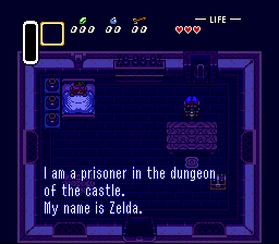 The Legend of Zelda: A Link to the Past (SNES) screenshot: Zelda calls for help