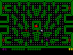 Muncher! (ZX Spectrum) screenshot: Our hero has been thrown to a limbo by a chasing ghost.