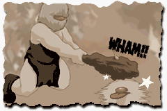 Fortress (Game Boy Advance) screenshot: Intro - Caveman whacking caveman