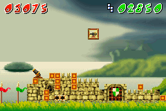 Fortress (Game Boy Advance) screenshot: Cannon block placement