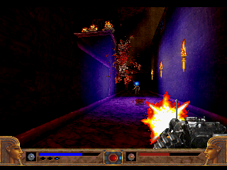Powerslave (SEGA Saturn) screenshot: Some amazing dynamic lighting for a Saturn game!