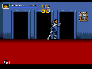 The Punisher (Genesis) screenshot: Smash open these doors to rescue ladies in distress.