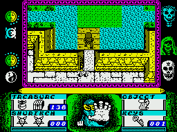 Avenger (ZX Spectrum) screenshot: Yaemons defeated. Magic scrolls dispelled.