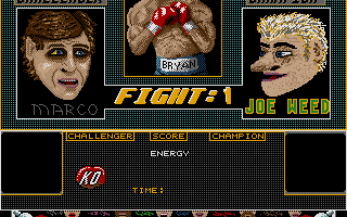 Seconds Out (Atari ST) screenshot: The fight preview fades into the actual fight screen
