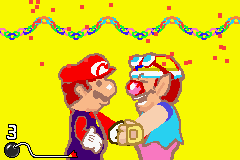 WarioWare: Twisted! (Game Boy Advance) screenshot: Wario and Mario are friends. Really!