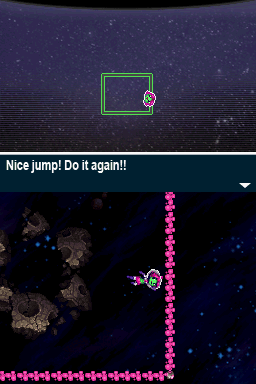 Mighty Milky Way (Nintendo DSi) screenshot: When you jump off the same planet twice, it is destroyed.