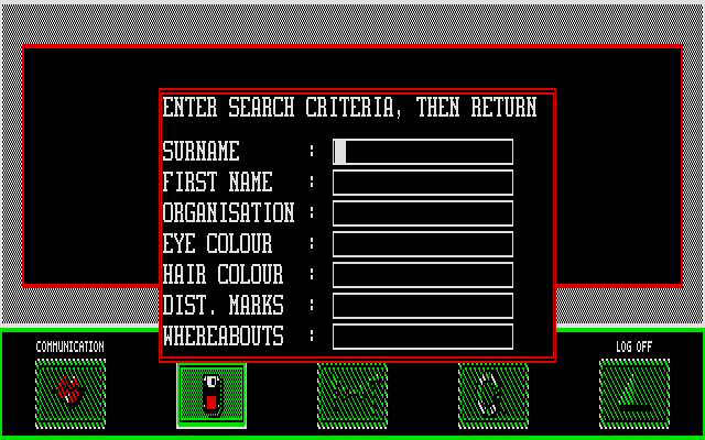 The President is Missing (Atari ST) screenshot: Get your database skills brushed off -- we're going data mining!