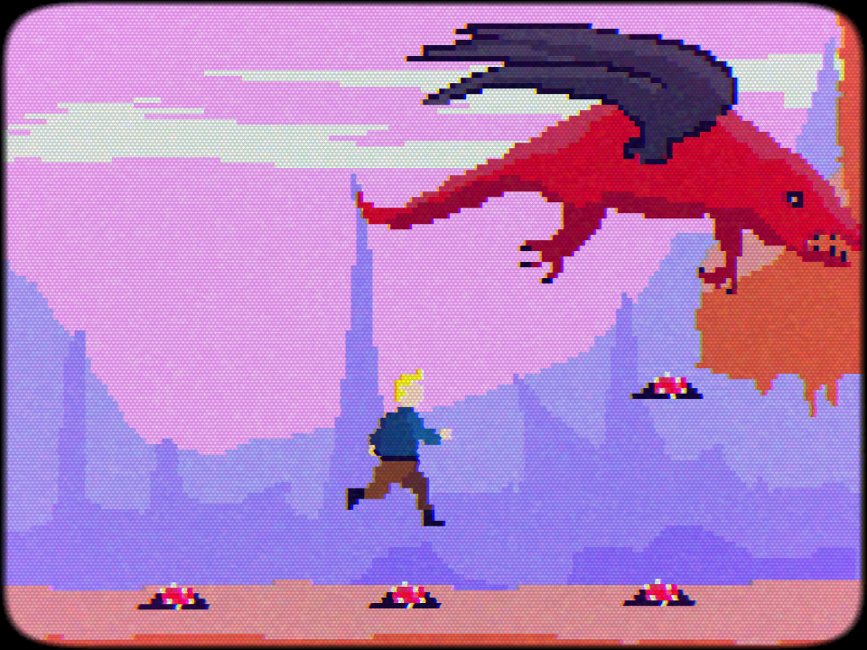Another Dragon (Browser) screenshot: The dragon grows nearer as you reach the cave