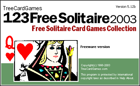 123 Free Solitaire (Windows) screenshot: Splash screen (v5.12b)