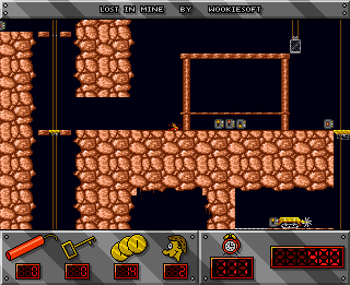 Lost in Mine (Amiga) screenshot: Killed by a fall from up high