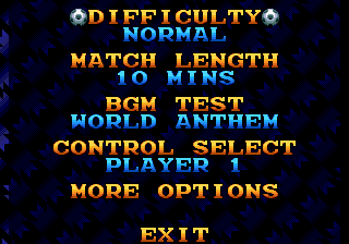 World Trophy Soccer (Genesis) screenshot: Options